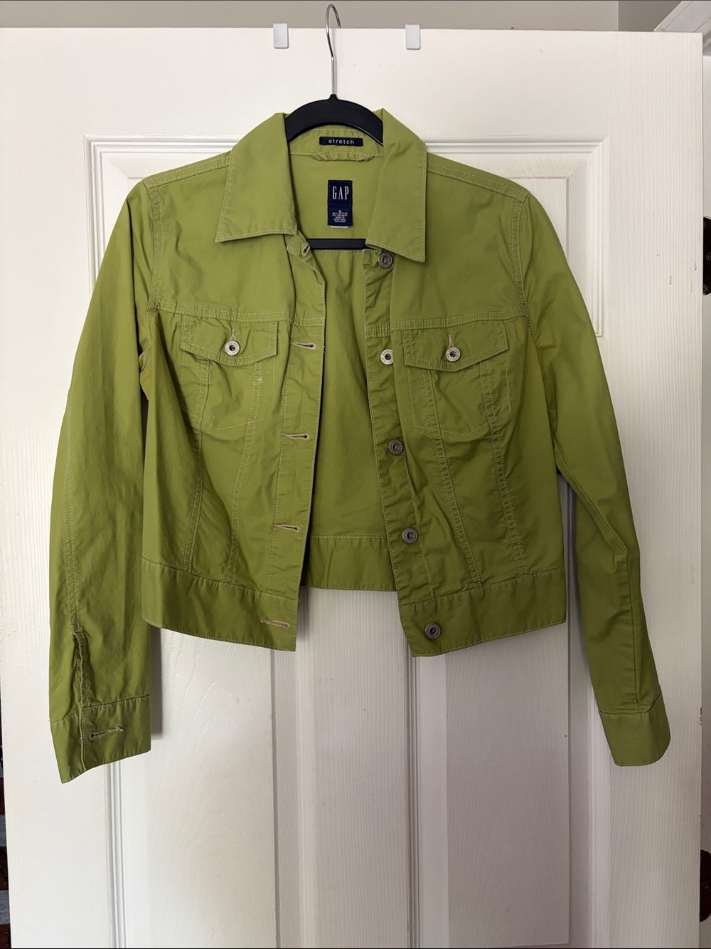 GAP Women's Light Olive Green Cotton-Blend Jean Jacket